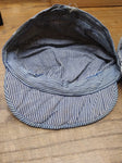 Vtg Childrens Railroad Engineer Style Blue & White Striped Cap Hat Youth Kids