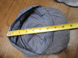 Vtg Childrens Railroad Engineer Style Blue & White Striped Cap Hat Youth Kids