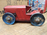Vtg Marx Toys Pressed Steel Wind Up Tractor Bull Dozer Original Paint Runs!