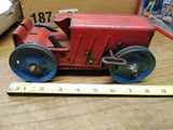 Vtg Marx Toys Pressed Steel Wind Up Tractor Bull Dozer Original Paint Runs!