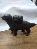 Vtg St Bernard Dog Cast Iron Coin Bank w/ Rescue Back Pack