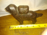 Vtg St Bernard Dog Cast Iron Coin Bank w/ Rescue Back Pack