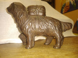 Vtg St Bernard Dog Cast Iron Coin Bank w/ Rescue Back Pack