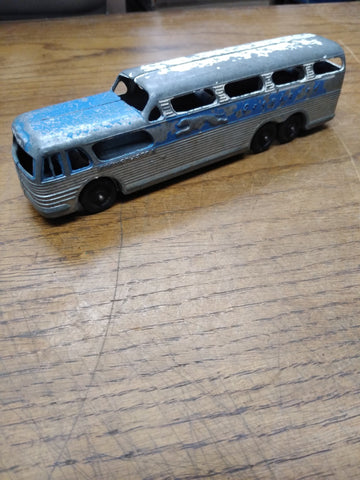 Vtg 1960's 7" Tootsie Toy Greyhound Scenic Cruiser Metal Die Cast Steel Bus #1