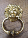 Vtg Heavy Solid Cast Brass Figural Lions Head Door Knocker Architectural 7" x 4