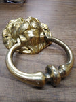 Vtg Heavy Solid Cast Brass Figural Lions Head Door Knocker Architectural 7" x 4