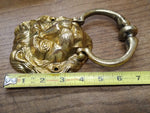 Vtg Heavy Solid Cast Brass Figural Lions Head Door Knocker Architectural 7" x 4