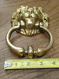 Vtg Heavy Solid Cast Brass Figural Lions Head Door Knocker Architectural 7" x 4