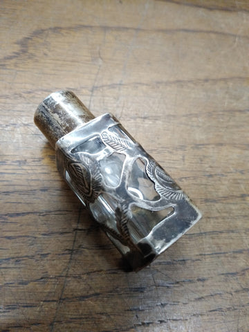 VTG Hecho Mexico Sterling Silver 925 Mini Glass Perfume Bottle Nice!