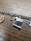 Vtg 925 Sterling Silver 8 Charm Bracelet 7" Diploma Live Love Laugh #1 Bible