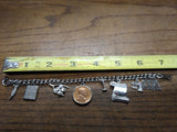 Vtg 925 Sterling Silver 8 Charm Bracelet 7" Diploma Live Love Laugh #1 Bible