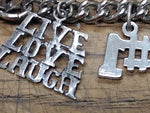 Vtg 925 Sterling Silver 8 Charm Bracelet 7" Diploma Live Love Laugh #1 Bible