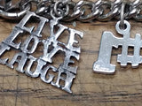 Vtg 925 Sterling Silver 8 Charm Bracelet 7" Diploma Live Love Laugh #1 Bible
