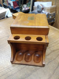 Vtg. Decatur Ind. Inc. Walnut 6 Tobacco Pipe Stand With Cedar Lined Humidor