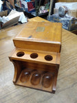 Vtg. Decatur Ind. Inc. Walnut 6 Tobacco Pipe Stand With Cedar Lined Humidor