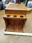 Vtg. Decatur Ind. Inc. Walnut 6 Tobacco Pipe Stand With Cedar Lined Humidor