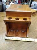 Vtg. Decatur Ind. Inc. Walnut 6 Tobacco Pipe Stand With Cedar Lined Humidor