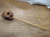 Vtg Hand Made Burl Wood Freehand Natural Bowl 10" Long Bamboo Stem Tobacco Pipe