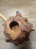 Vtg Hand Made Burl Wood Freehand Natural Bowl 10" Long Bamboo Stem Tobacco Pipe