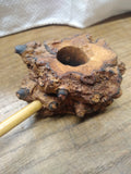 Vtg Hand Made Burl Wood Freehand Natural Bowl 10" Long Bamboo Stem Tobacco Pipe