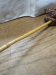 Vtg Hand Made Burl Wood Freehand Natural Bowl 10" Long Bamboo Stem Tobacco Pipe