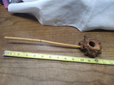 Vtg Hand Made Burl Wood Freehand Natural Bowl 10" Long Bamboo Stem Tobacco Pipe