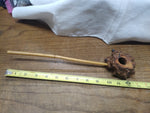 Vtg Hand Made Burl Wood Freehand Natural Bowl 10" Long Bamboo Stem Tobacco Pipe