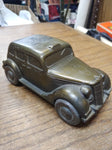 Vtg Metal 1935 Ford Taxi Coin Bank "The Wide Awake Bank" Banthrico Great Shape!