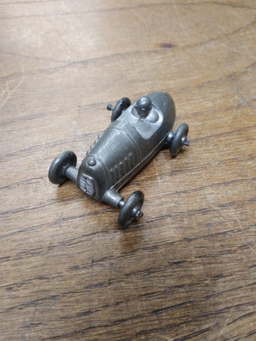 Vtg Barclay Die Cast Metal Midget Racer w/Metal Wheels + Driver No Paint Nice 2"