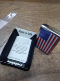 NOS Sealed 2021 Zippo Cigarette Lighter Patriotic USA Flag Street Chrome w/Box
