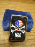 NOS Sealed 2018 Zippo Cig Lighter Patriot Made In USA Flag Skull&Crossbones Box