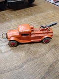 Vtg RARE 1930's Slush Mold Metal Toy Tow Truck Working Headlight 4" White Rubber