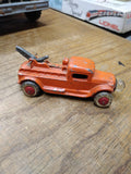 Vtg RARE 1930's Slush Mold Metal Toy Tow Truck Working Headlight 4" White Rubber