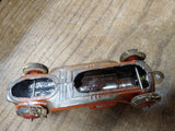 Vtg RARE 1930's Slush Mold Metal Toy Tow Truck Working Headlight 4" White Rubber