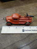 Vtg RARE 1930's Slush Mold Metal Toy Tow Truck Working Headlight 4" White Rubber