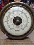 Vtg Welsh Barometric Pressure Indicator Barometer Brass Weather Made In The USA