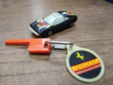 Vtg 1980 Burnin Key Cars Black Ferrari Complete w/Key and Glow Tag Works Great!