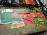 Vtg Marx Train Set 2 Steam Engines 10 Cars Layout Buildings Background in Box!