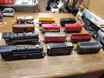 Vtg Marx Train Set 2 Steam Engines 10 Cars Layout Buildings Background in Box!