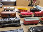 Vtg Marx Train Set 2 Steam Engines 10 Cars Layout Buildings Background in Box!