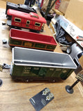 Vtg Marx Train Set 2 Steam Engines 10 Cars Layout Buildings Background in Box!