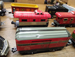 Vtg Marx Train Set 2 Steam Engines 10 Cars Layout Buildings Background in Box!