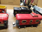 Vtg Marx Train Set 2 Steam Engines 10 Cars Layout Buildings Background in Box!