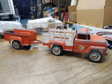 Vtg 1950's HUBLEY Pressed Steel Stake Bed Pick Up Truck and Trailer Good Shape!!