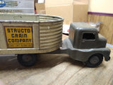Vtg 1950's Structo Grain Company Pressed Steel Semi Truck and Trailer Good Shape