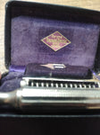 Vtg 2 Piece Razor Lot Gem Travel Razor w/Box Unbranded 3 Piece Brass Comb Razor