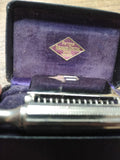 Vtg 2 Piece Razor Lot Gem Travel Razor w/Box Unbranded 3 Piece Brass Comb Razor