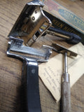 Vtg Men's 3 Piece Safety Razor Lot Keen Kutter w/Box & Papers Enders Speed Gem