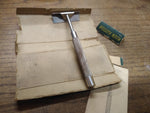 Vtg Men's 3 Piece Safety Razor Lot Keen Kutter w/Box & Papers Enders Speed Gem