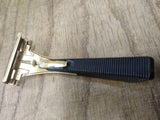 Vtg Mens Eversharp Hydro-magic Injector Safety Razor Gold Tone Head Black Handle